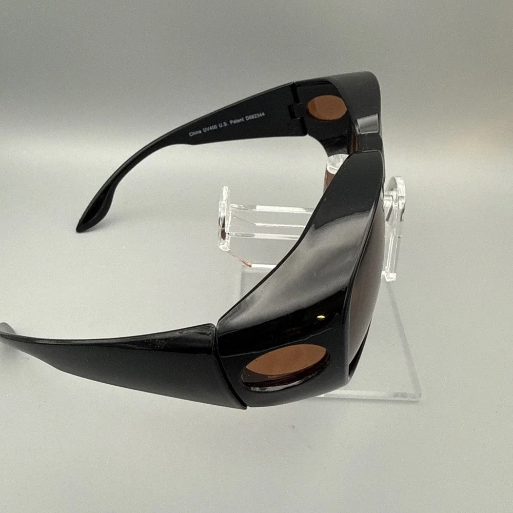 Pinpoint Optics POCK Authentic Black Fit Over Sunglasses Amber Lenses UV400